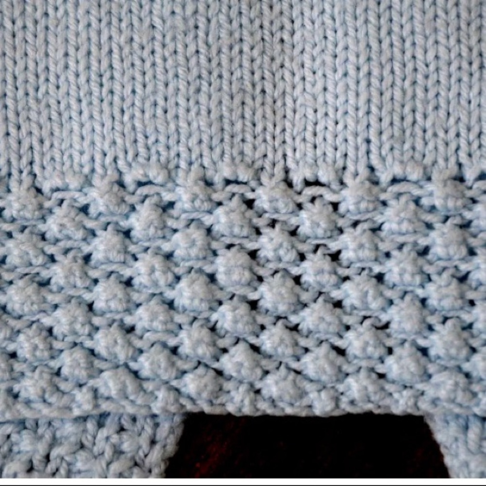Handknitted  Baby Cardigan Sweater Baby blue w/One  Button Raglan sl. 3-… - Picture 7 of 7